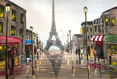Peinture intitulée "towards the Eiffel" par Aisha Haider, Œuvre d'art originale, Acrylique