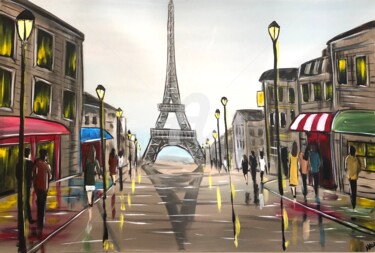 Painting titled "towards the Eiffel" by Aisha Haider, Original Artwork, Acrylic