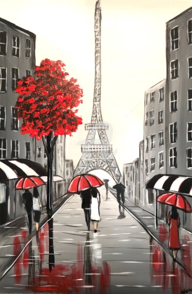 Peinture intitulée "Eiffel streets 3" par Aisha Haider, Œuvre d'art originale, Acrylique