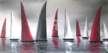 Painting titled "cloudy sails" by Aisha Haider, Original Artwork, Acrylic