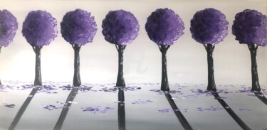 Peinture intitulée "Purple Round Trees 2" par Aisha Haider, Œuvre d'art originale, Acrylique