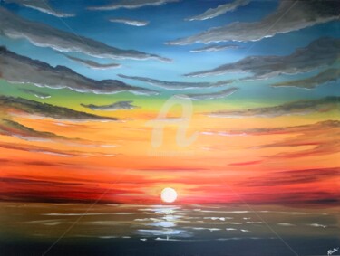 Painting titled "A Beautiful Sunset" by Aisha Haider, Original Artwork, Acrylic