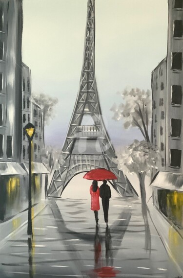 Peinture intitulée "A Time In Paris" par Aisha Haider, Œuvre d'art originale, Acrylique