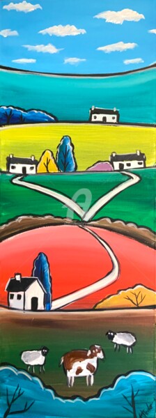 Картина под названием "joyful hills" - Aisha Haider, Подлинное произведение искусства, Акрил