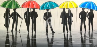 Painting titled "Colourful Umbrella…" by Aisha Haider, Original Artwork, Acrylic