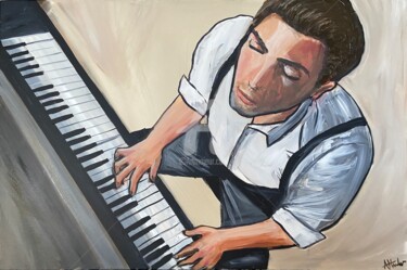 Schilderij getiteld "The Pianist" door Aisha Haider, Origineel Kunstwerk, Acryl