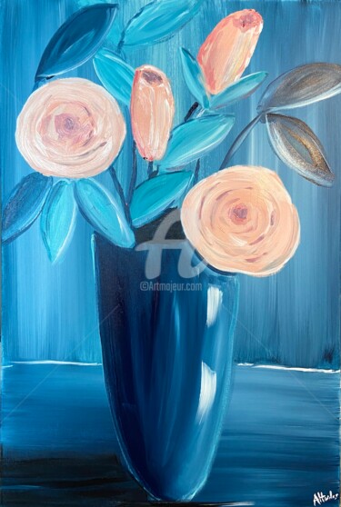 Malerei mit dem Titel "refreshing flowers" von Aisha Haider, Original-Kunstwerk, Acryl