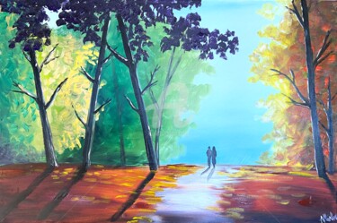 Картина под названием "colourful autumn sc…" - Aisha Haider, Подлинное произведение искусства, Акрил