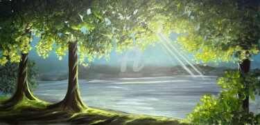Картина под названием "illuminating woodla…" - Aisha Haider, Подлинное произведение искусства, Акрил