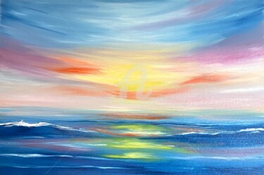 Painting titled "radiance int he sky" by Aisha Haider, Original Artwork, Oil