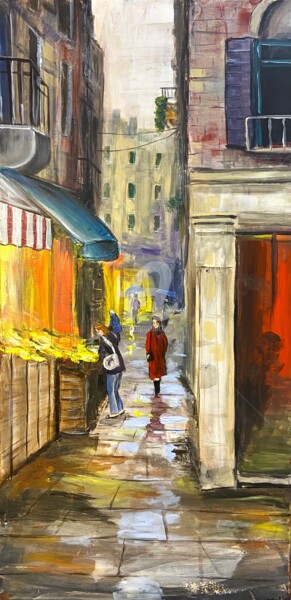 Peinture intitulée "vibrant city market" par Aisha Haider, Œuvre d'art originale, Acrylique