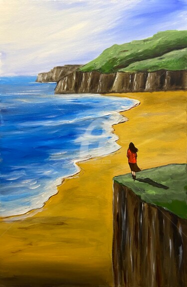 Картина под названием "Coastal View" - Aisha Haider, Подлинное произведение искусства, Акрил Установлен на Деревянная рама д…