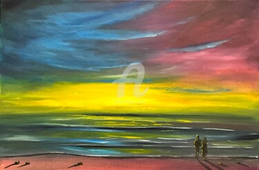 Ζωγραφική με τίτλο "Enigmatic Sunset" από Aisha Haider, Αυθεντικά έργα τέχνης, Ακρυλικό
