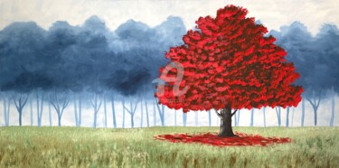 "Rich Vibrant Red Tr…" başlıklı Tablo Aisha Haider tarafından, Orijinal sanat, Akrilik