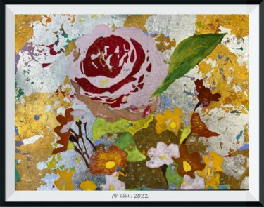 Painting titled "Crazy Flowers" by Ka Ming Chu (Ah Chu), Original Artwork, Pigments Mounted on Wood Stretcher frame