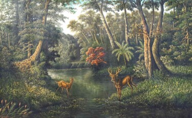 Painting titled "In the Forest" by Ahmad Ahid, Original Artwork, Oil