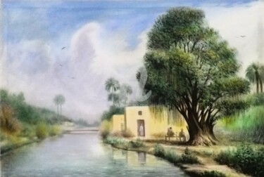 Painting titled "Village life in Pak…" by Ahmad Ansari, Original Artwork, Oil