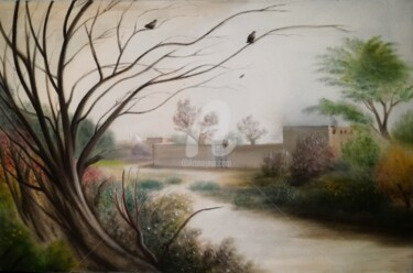 Malerei mit dem Titel "Green forest" von Ahmad Ansari, Original-Kunstwerk, Öl