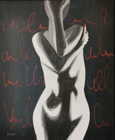 Painting titled "Nue" by Ahmad Bader, Original Artwork, Acrylic Mounted on Wood Stretcher frame