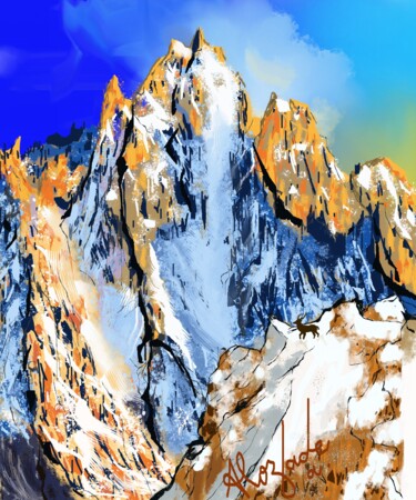 Arts numériques intitulée "the stag mountains…" par Ahmed Alozade, Œuvre d'art originale, Peinture numérique