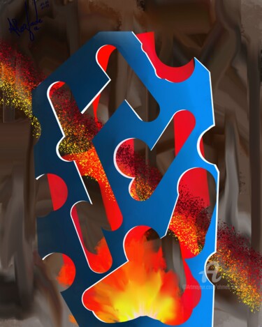 Digitale Kunst mit dem Titel "Heat crosses forms" von Ahmed Alozade, Original-Kunstwerk, Digitale Malerei