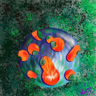 Digital Arts titled "Heat in the sphere" by Ahmed Alozade, Original Artwork, Digital Painting