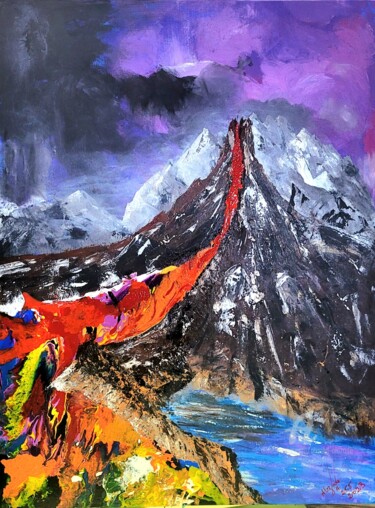 Schilderij getiteld "Gem Volcano" door Ahmed Alozade, Origineel Kunstwerk, Acryl