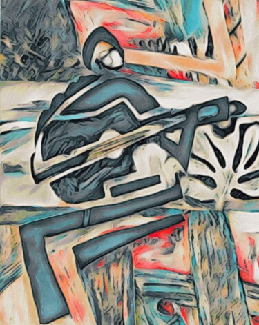 Digitale Kunst mit dem Titel "The Guitar player" von Ahmed Barrada, Original-Kunstwerk, Digitale Malerei