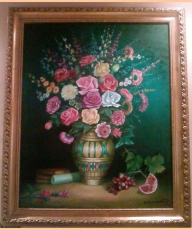 绘画 标题为“Bouquet de fleurs” 由Ahmed Bouhchou, 原创艺术品, 油
