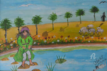Painting titled "la rivière-4950.jpg" by Ahmed Fertat, Original Artwork, Acrylic