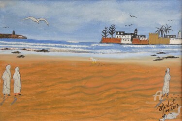 Peinture intitulée "sur-la-plage.jpg" par Ahmed Fertat, Œuvre d'art originale, Huile