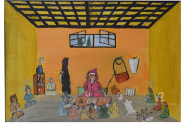 Pintura intitulada "école-primaire.jpg" por Ahmed Fertat, Obras de arte originais, Óleo