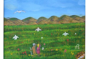 Peinture intitulée "champs verdoyant pg" par Ahmed Fertat, Œuvre d'art originale, Huile