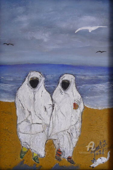 Malerei mit dem Titel "accoutrement des fe…" von Ahmed Fertat, Original-Kunstwerk, Öl