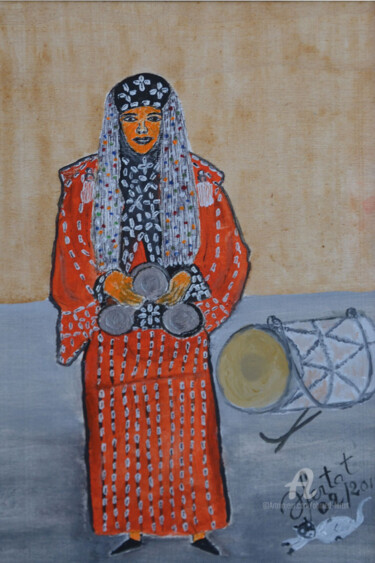 Schilderij getiteld "le gnawi en habit d…" door Ahmed Fertat, Origineel Kunstwerk, Olie