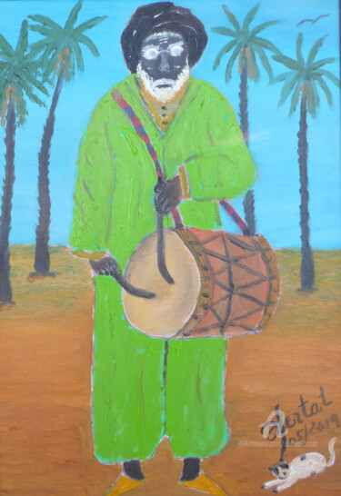 Peinture intitulée "chef-de-troupe folk…" par Ahmed Fertat, Œuvre d'art originale, Huile