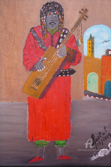 Pittura intitolato "le-gnawi.jpg" da Ahmed Fertat, Opera d'arte originale, Olio