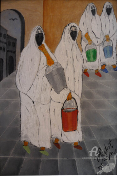 Peinture intitulée "journée du hammam.j…" par Ahmed Fertat, Œuvre d'art originale, Huile