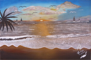 Pintura intitulada "plage-sauvage.jpg" por Ahmed Fertat, Obras de arte originais, Acrílico