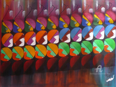 Painting titled "casse tête-1-5.jpg" by Ahmed Fertat, Original Artwork, Oil