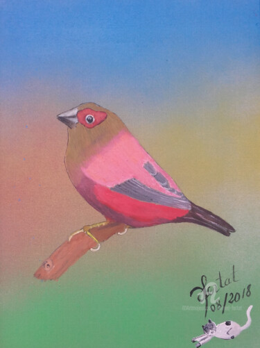 Pintura intitulada "oiseau exotique.jpg" por Ahmed Fertat, Obras de arte originais, Óleo