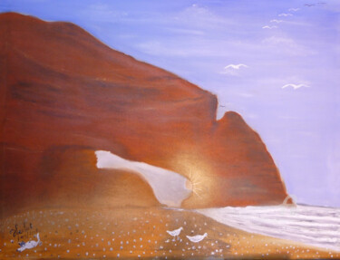 Pintura titulada "plage-de-lagzira.jpg" por Ahmed Fertat, Obra de arte original, Oleo