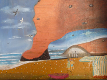 Peinture intitulée "pied-dans-leau-face…" par Ahmed Fertat, Œuvre d'art originale, Huile