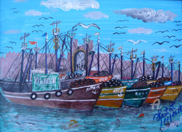 Peinture intitulée "port-de-peche.jpg" par Ahmed Fertat, Œuvre d'art originale, Acrylique