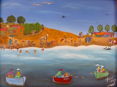 Pittura intitolato "la baignade" da Ahmed Fertat, Opera d'arte originale, Acrilico