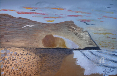 Peinture intitulée "plage-lagzira-au-cr…" par Ahmed Fertat, Œuvre d'art originale, Huile