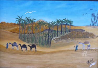 Schilderij getiteld "la-caravane.jpg" door Ahmed Fertat, Origineel Kunstwerk, Olie