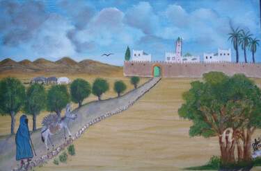 Schilderij getiteld "la-kasbah.jpg" door Ahmed Fertat, Origineel Kunstwerk, Olie