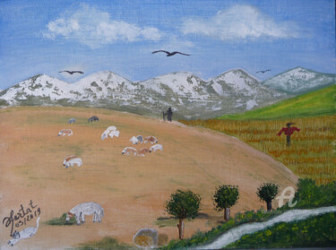 Pintura intitulada "la-colline-magnifiq…" por Ahmed Fertat, Obras de arte originais, Óleo