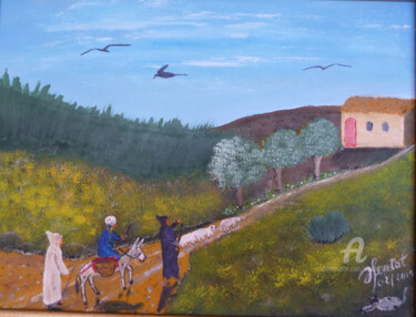 Pintura titulada "paysage rural" por Ahmed Fertat, Obra de arte original, Oleo